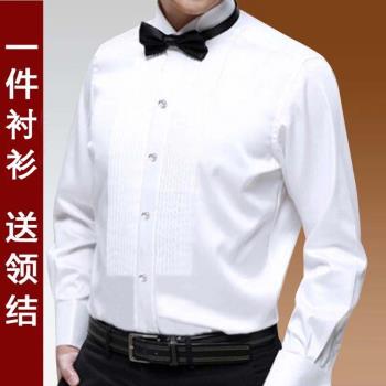男士演出白色長袖襯衫舞臺成人大合唱表演服裝結婚伴郎團禮服襯衣