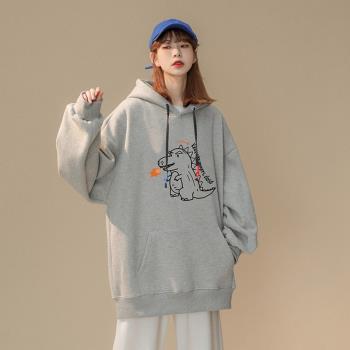 秋季港風寬松百搭連帽衣服潮卡通