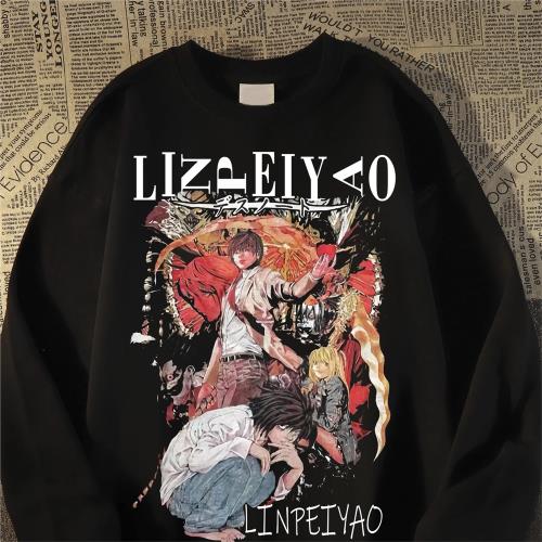 歐美街頭動漫死亡筆記潮牌衛衣女男春秋美式高街oversize薄款外套