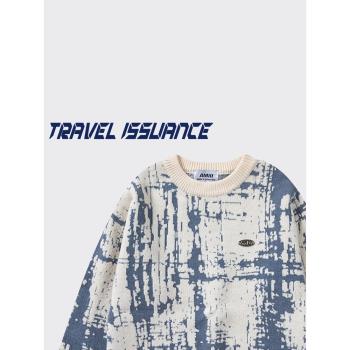 TRAVEL ISSUANCE 磨磨蹭蹭 原創高街扎染休閑慵懶寬松針織毛衣BF