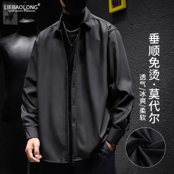 秋冬季加絨加厚休閑黑色長袖襯衫