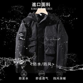 線下3688！高階城市機能戶外男女情侶連帽工裝闊版沖鋒夾克外套潮