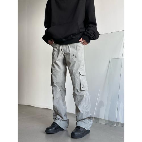 22LAB 美式復古高街多口袋機能工裝褲子設計感寬松直筒戶外傘兵褲