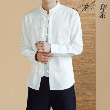 秋款青年立領中國風純棉長袖唐裝