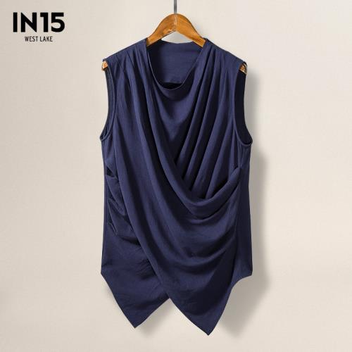 中式改良漢服中國風男裝居士棉麻無袖背心青年民族古風夏T恤唐裝