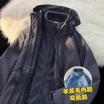 潮冬季加絨加厚保暖美式機能外套