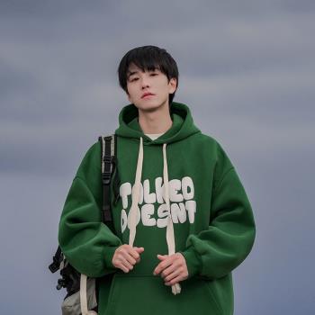 美式復古重磅衛衣男連帽套頭運動上衣春秋季日系復古cityboy外套