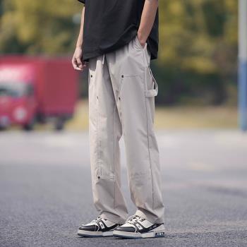 冰絲褲子男夏季薄款潮流直筒休閑長褲日系復古cityboy運動褲夏褲