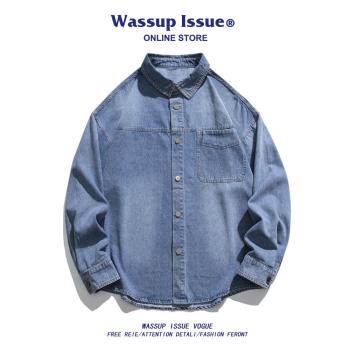 WASSUP日系復古男款翻領長袖襯衫