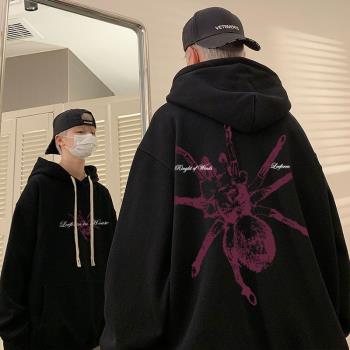 重磅衛衣男連帽美式復古500g歐美vibe蜘蛛套頭硬挺oversize外套男