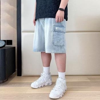 潮牌胖子加肥加大夏季牛仔短褲