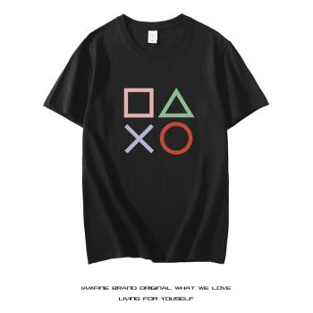 索尼PS4遊戲機T恤戰神美國末日血源死亡擱淺周邊logo短袖夏季男女