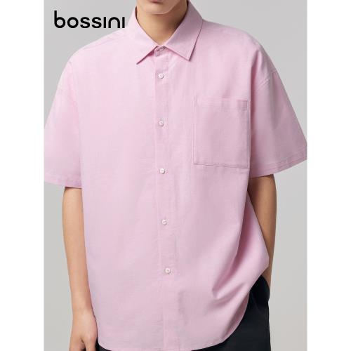 bossini早秋休閑基礎款短袖襯衫