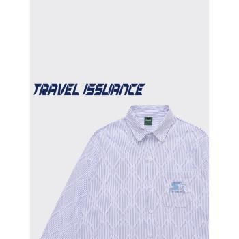 TRAVEL ISSUANCE 蓋住星星 潮流韓式鹽系設計感紋理寬松長袖襯衫