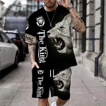 Fashion Pullover 3D Printed Shorts Set時尚套頭3D印花短褲套裝