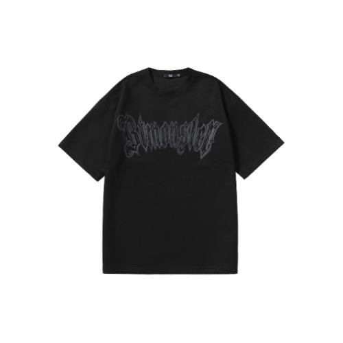 bt麂皮絨英文字母印花寬松落肩袖圓領情侶短袖T恤