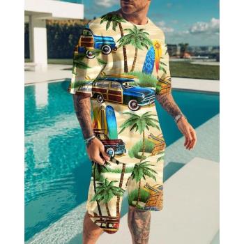 Fashionable sports printed shorts set 時尚運動印花短褲套裝男