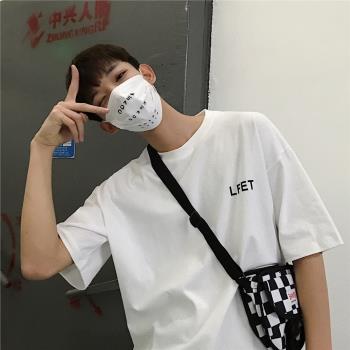 夏季新款短袖男寬松五分袖T恤韓版潮流半袖男士簡約百搭體恤上衣