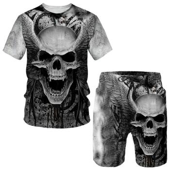 T-shirt shorts 3D print sports suitT恤短褲3D印花運動套裝男士