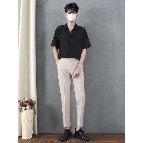 男士襯衫西褲韓系套裝痞帥高級感穿搭一整套輕熟風青少年休閑搭配