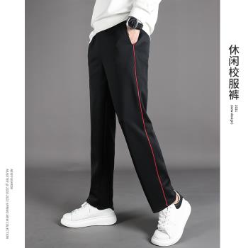 小學生藏藍初中加絨加厚校服褲子