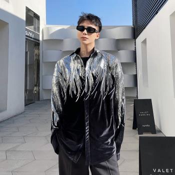 長袖設計感小眾上衣嘻哈歌手襯衫