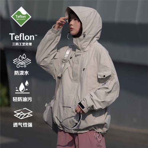 wassup blueo聯名沖鋒衣男同款潮牌春季防風外套連帽夾克登山服