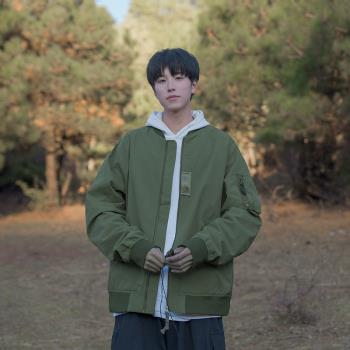 美式復古棒球服外套男青少年休閑寬松飛行員夾克春秋款防風沖鋒衣