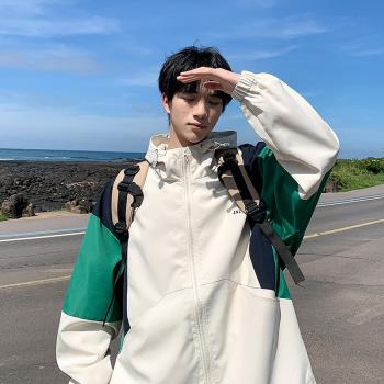 男士沖鋒衣外套春秋款美式潮流飛行員夾克秋季2023新款青少年上衣