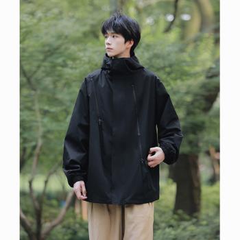 防風戶外沖鋒衣男春秋潮流寬松男生連帽外套美式機能工裝夾克上衣