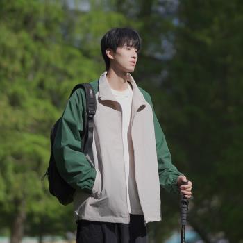 日系復古cityboy外套男2023新款秋季戶外沖鋒衣拼色飛行員夾克潮