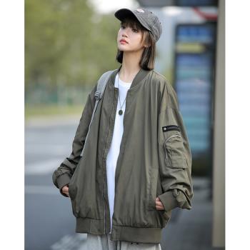 美式復古vintage棒球服秋季潮流飛行員夾克上衣青少年沖鋒衣外套