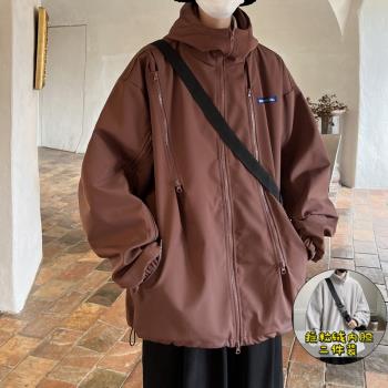 沖鋒衣男三合一可拆卸兩件套秋季戶外機能風登山服美式工裝外套潮