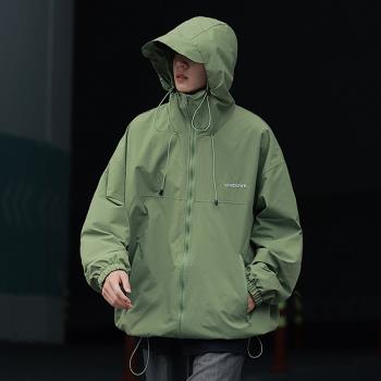 沖鋒衣外套男日系cityboy連帽運動上衣春秋新款潮流寬松休閑夾克