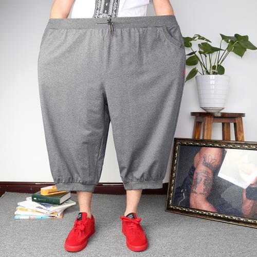 男士加肥加大碼哈倫七分褲小腳寬松棉質彈力運動短褲胖子休閑短褲