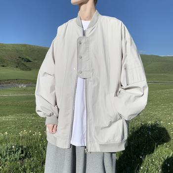 棒球服男款美式飛行員夾克外套男秋季潮流寬松運動上衣機能沖鋒衣