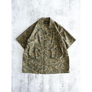 西里布古巴領夏威夷半袖咔嘰襯衫