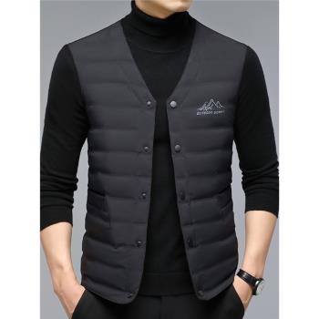 V領中年男裝輕薄款羽絨服馬甲