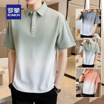 羅蒙Polo衫夏季漸變上衣服短袖