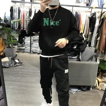 潮牌ins休閑冬季加絨加厚衛衣
