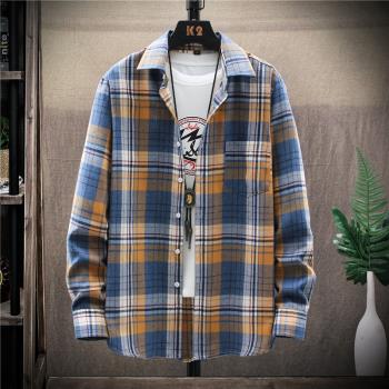 初中休閑男大童上衣服格子襯衫
