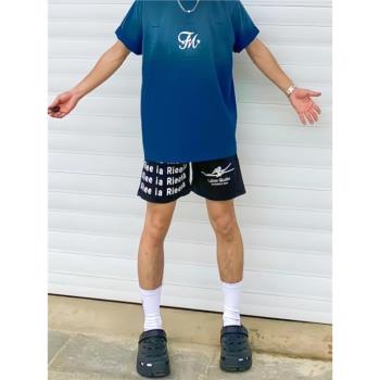 Rieeia歐美男夏季街頭黑色四分褲