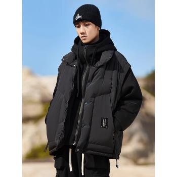潮牌連帽加厚短款外套男士羽絨服