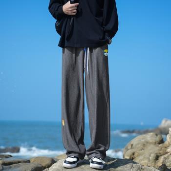 運動褲男春秋款日系復古cityboy褲子垂感闊腿褲直筒寬松休閑長褲