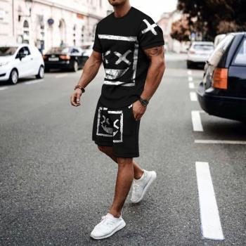 Fashion round neck 3D printed vest set時尚圓領3D印花背心套裝