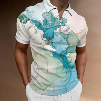 Fashion casual 3D printed lapel top 時尚休閑3D印花翻領上衣