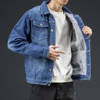 Winter men denim jacket youth student coat加絨加厚牛仔外套男