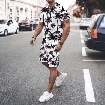3D printing T-shirt shorts suit for men3D印花T恤短褲套裝男士