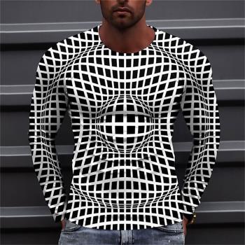 Loose 3D Print Pullover Round Neck Top寬松3D印花套頭圓領上衣