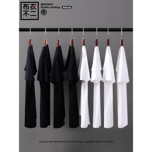 純色短袖t恤男士夏季純棉重磅潮牌打底衫白色半袖情侶體恤衣服